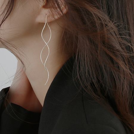 Wavy Tassel Threader Earrings